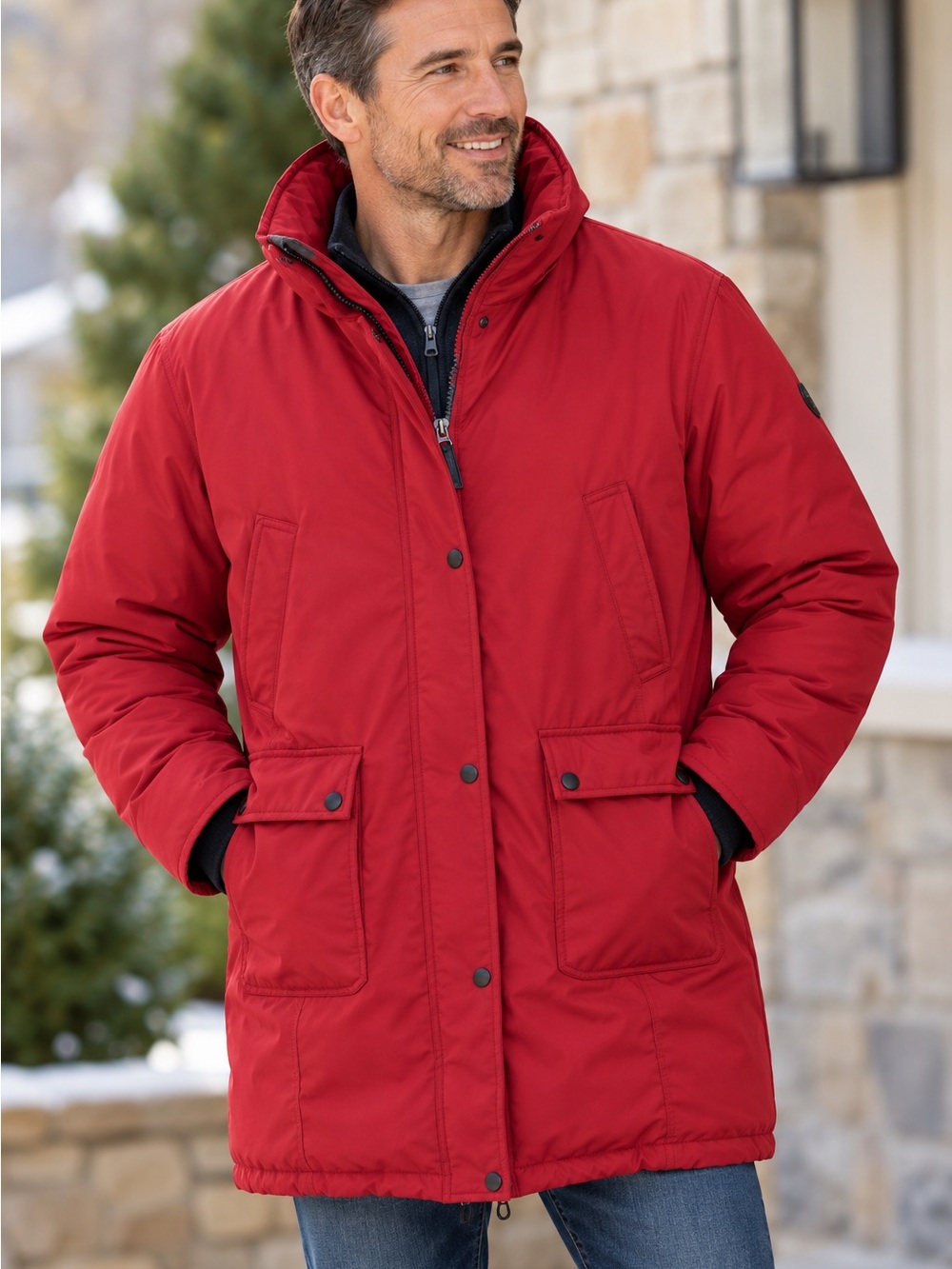 Andrew Marc Men’s Insulated Hooded Winter Jacket Coat Detachable Hood